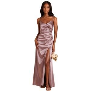 Birdy Grey Catherine Dress Shiny Satin Dark Mauve M